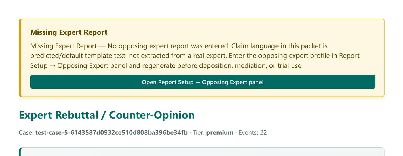 Expert Rebuttal missing expert report warning